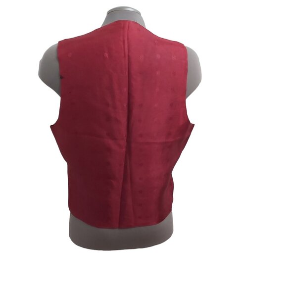 Vest - Black and Metallic Gold Brocade Fabric Burgundy Lining - Medium - Unisex - Picture 4 of 11